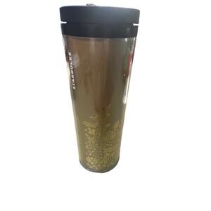 Starbucks 2012 16 oz Summer Gold Leaf Tumbler Mug Cup Cold Hot Plastic